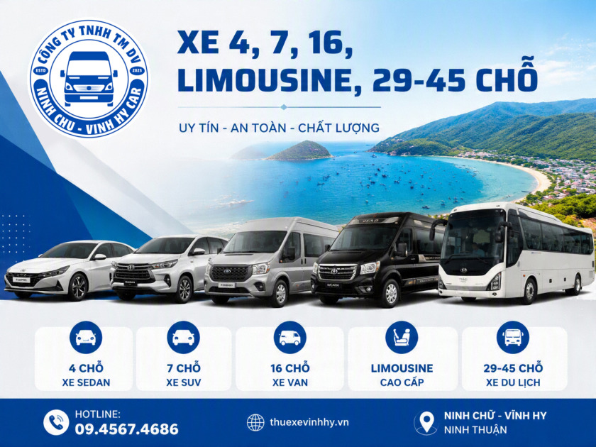 thuê xe du lịch vĩnh hy Dịch vụ cho thuê xe Ninh Chữ